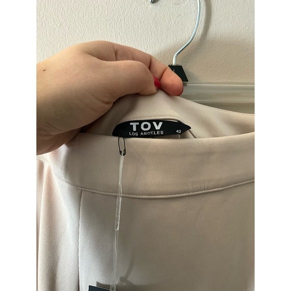 TOV Los Angeles Straight and Pencil Maxi Skirt Womens 42 Cream Cut Out High Rise - Picture 4 of 4